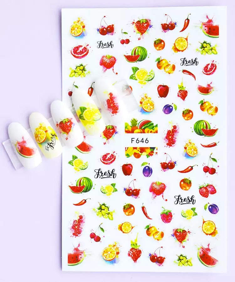 Colorful Mix Fruit Sticker F646 - Premier Nail Supply 