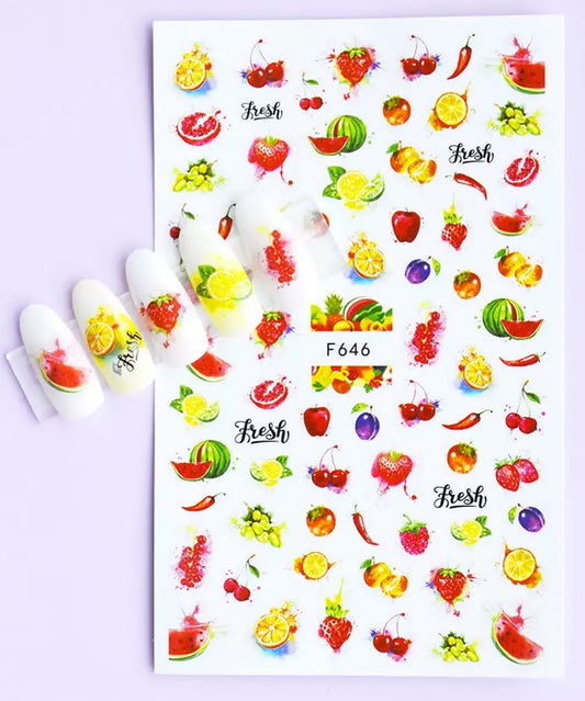 Colorful Mix Fruit Sticker F646 - Premier Nail Supply 