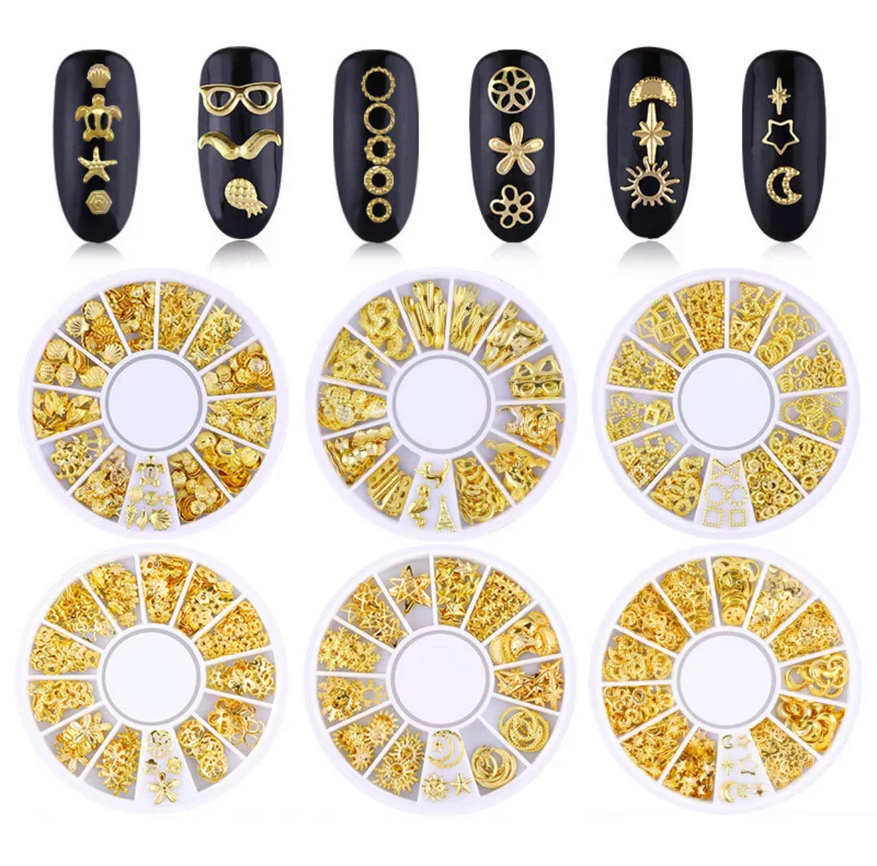 Sequins Gold Flowers 3D Design XY-02 - Premier Nail Supply 