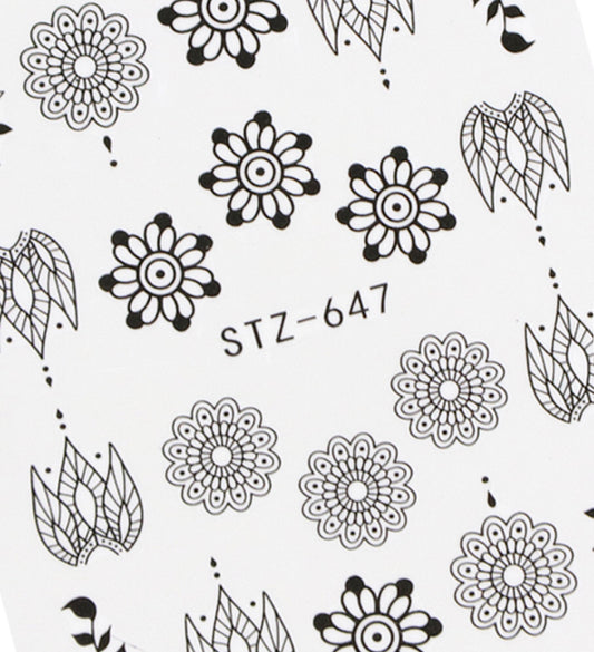 Black Flowers STZ-647 - Premier Nail Supply 