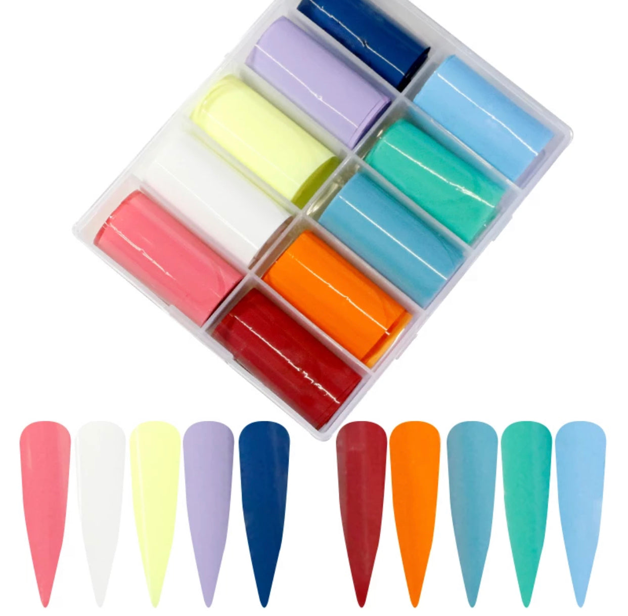 Transfer Foil 10 Colors In 1 Set - M63 - Premier Nail Supply 