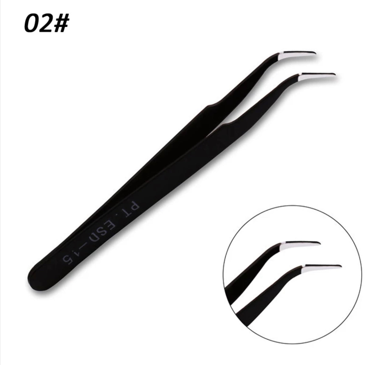 Eyelash Tweezers Black - #PT.ESD-15 - Premier Nail Supply 