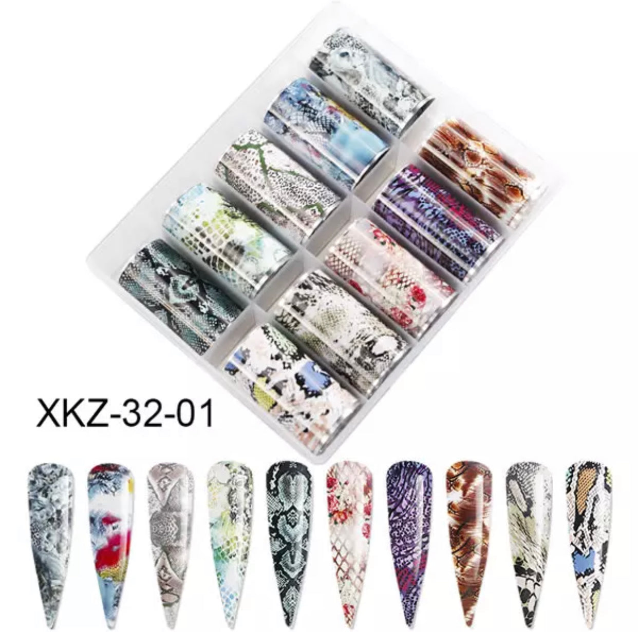 Beautiful Snake Skins With 12 different Design - XKZ 32-01 - Premier Nail Supply 