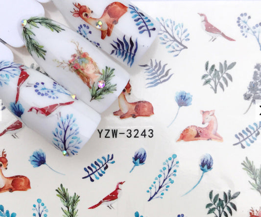 Deer - Birds Sticker YZW-3243 - Premier Nail Supply 