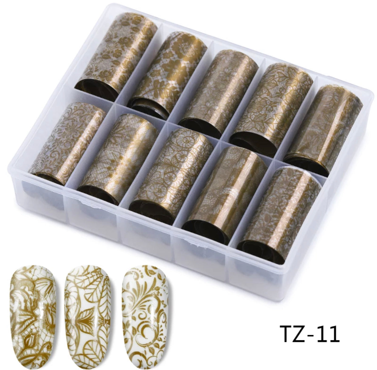 Transparent Gold Paten Foil Set TZ-11 - Premier Nail Supply 