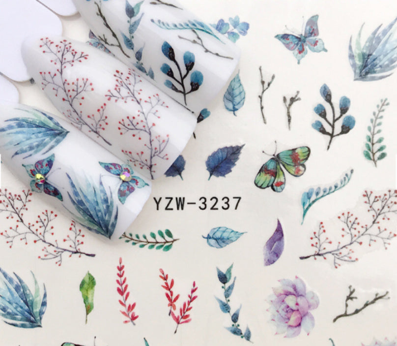 Butterfly and leafs YZW-3237 - Premier Nail Supply 