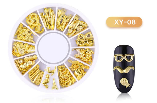 Gold Sequins Mix 3D Design XY-08 - Premier Nail Supply 