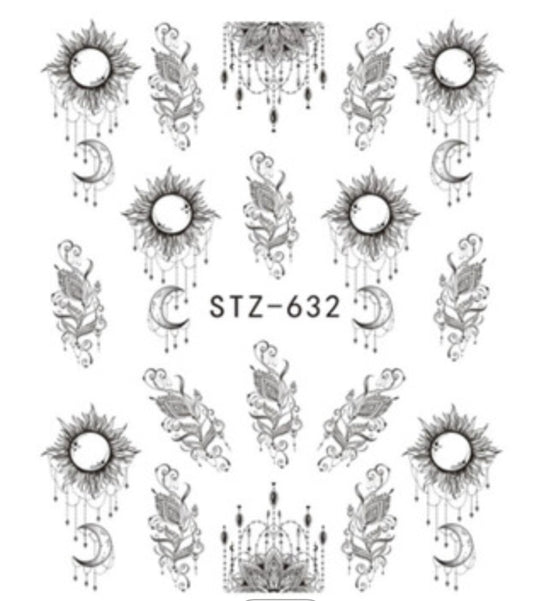 Mix Sun and Flowers Design STZ-632 - Premier Nail Supply 