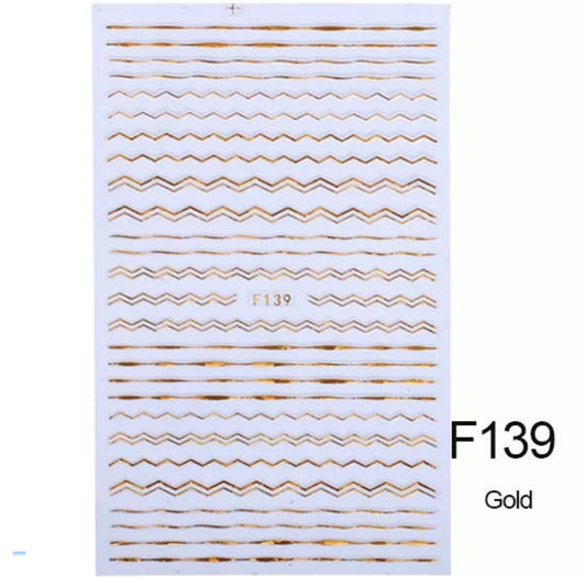 Wavy Line Gold Art Strip F139 - Premier Nail Supply 