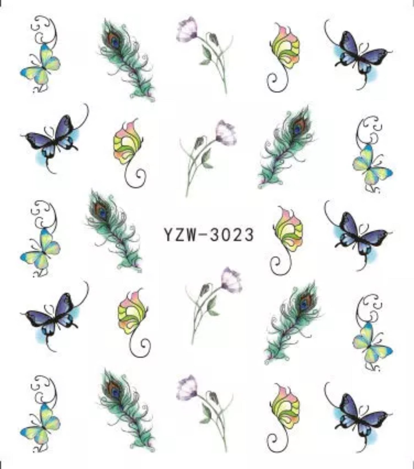 Peacock & Butterfly Design YZW-3023 - Premier Nail Supply 
