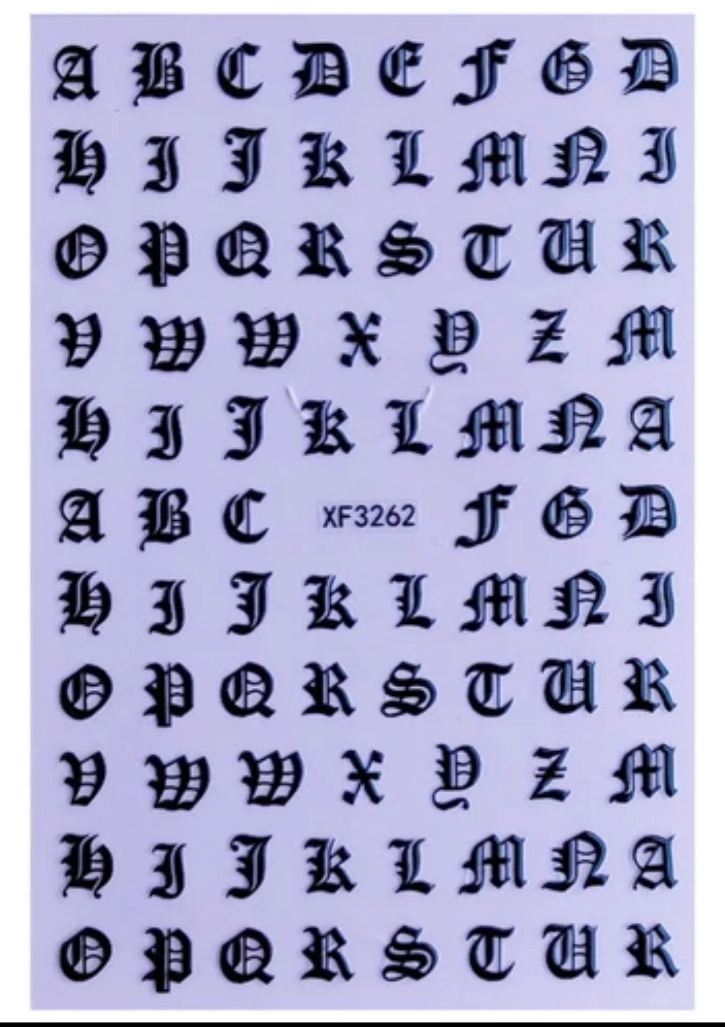 Old English Letters- Black XF3262 - Premier Nail Supply 