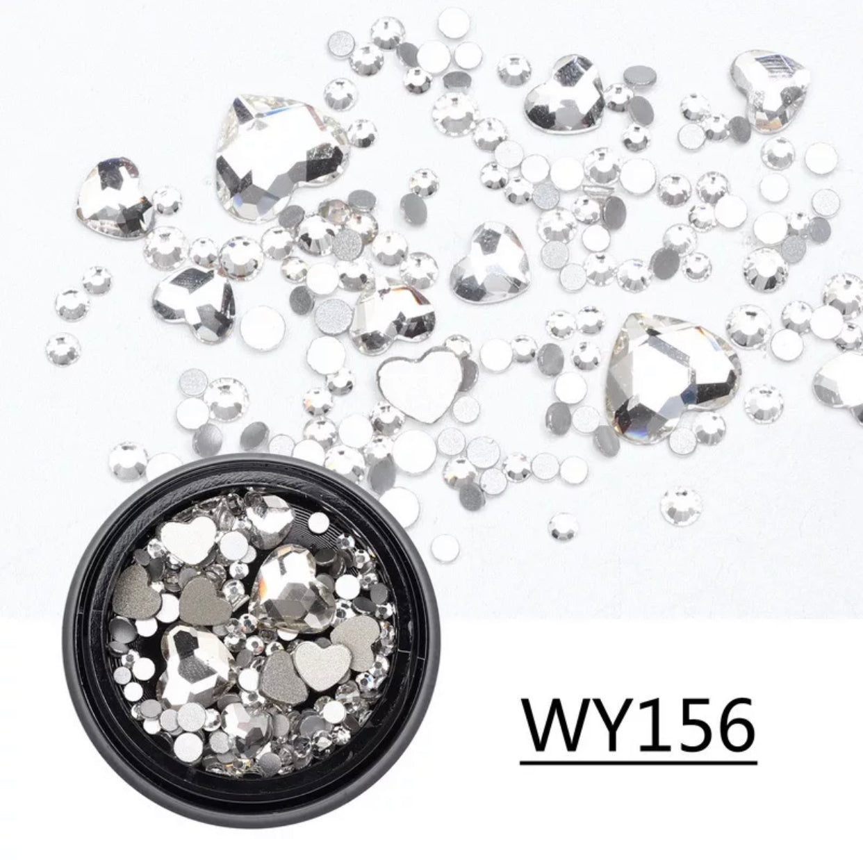 Mix Hearts Rhinestone Crystal Clear WY156 - Premier Nail Supply 