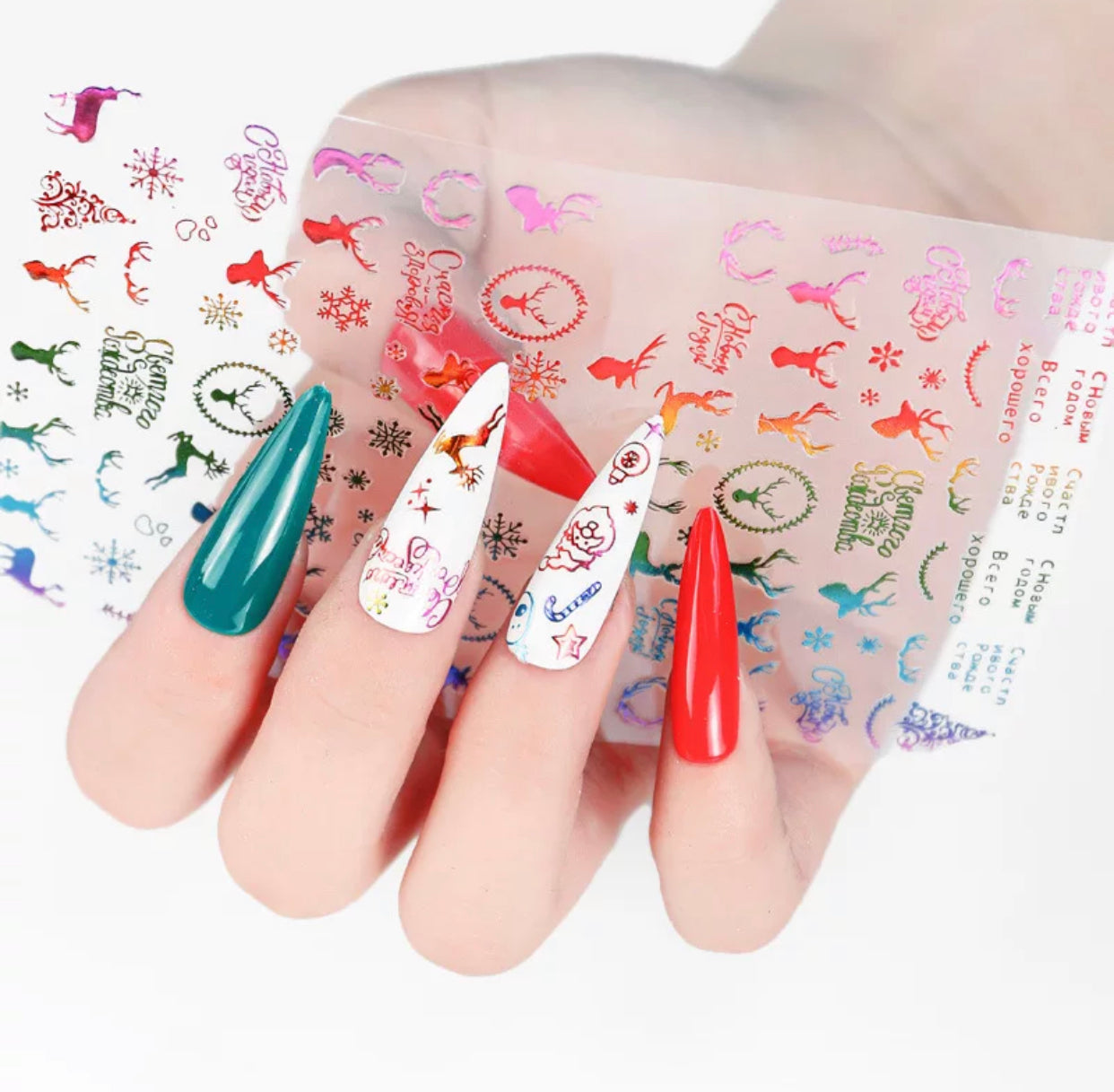 Colorful Christmas Design Sticker ZO-01 - Premier Nail Supply 