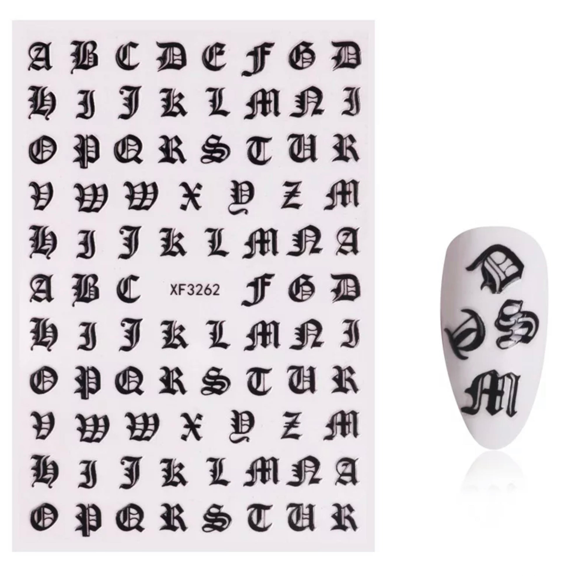 Old English Letters- Black XF3262 - Premier Nail Supply 