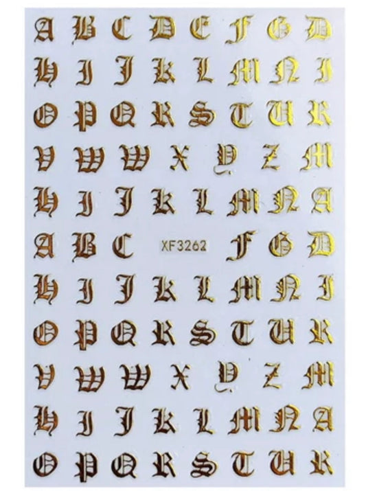 Old English Letters- Gold   XFG3262 - Premier Nail Supply 