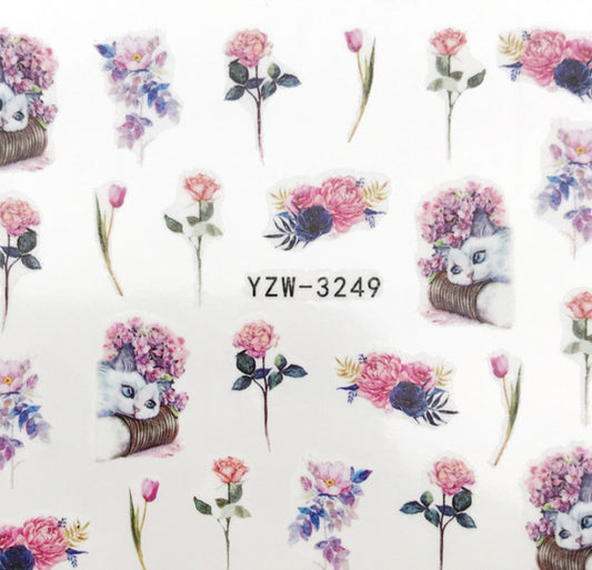 Little Kitty in Flowers YZW-3249 - Premier Nail Supply 