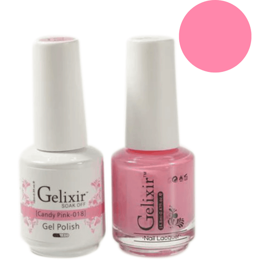 Gelixir Gel Polish & Nail Lacquer Duo - Candy Pink 018 - Premier Nail Supply 