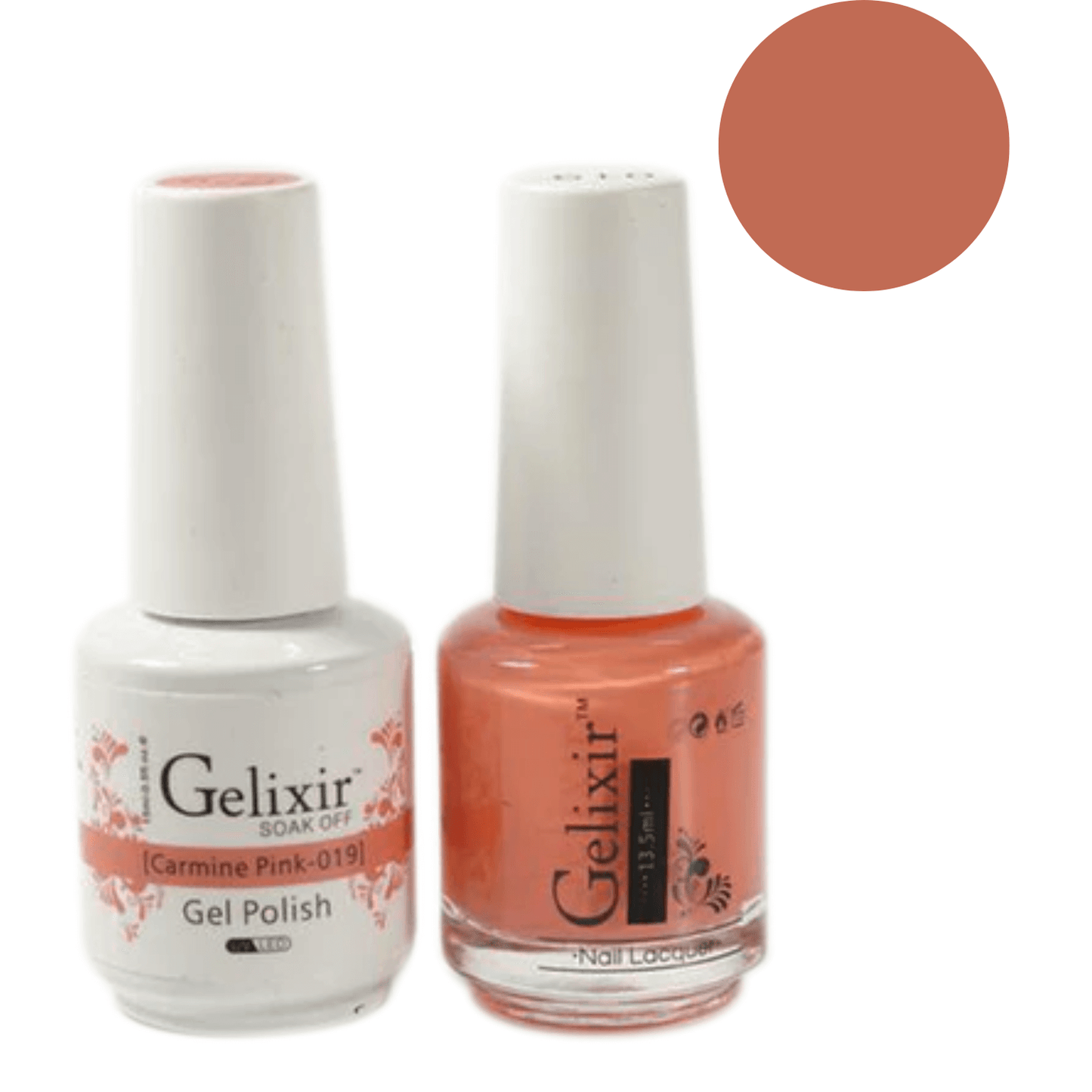 Gelixir Gel Polish & Nail Lacquer Duo - Carmine Pink 019 - Premier Nail Supply 