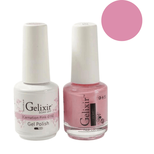 Gelixir Gel Polish & Nail Lacquer Duo - Carnation Pink 016 - Premier Nail Supply 