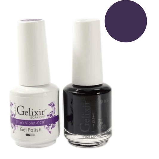 Gelixir Gel Polish & Nail Lacquer Duo - Dark Violet 029 - Premier Nail Supply 
