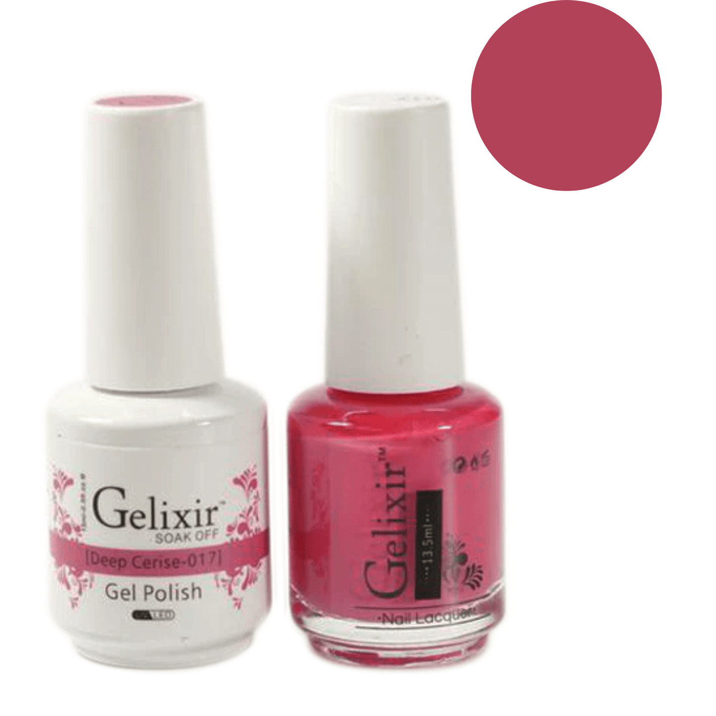 Gelixir Gel Polish & Nail Lacquer Duo - Deep Cerise 017 - Premier Nail Supply 