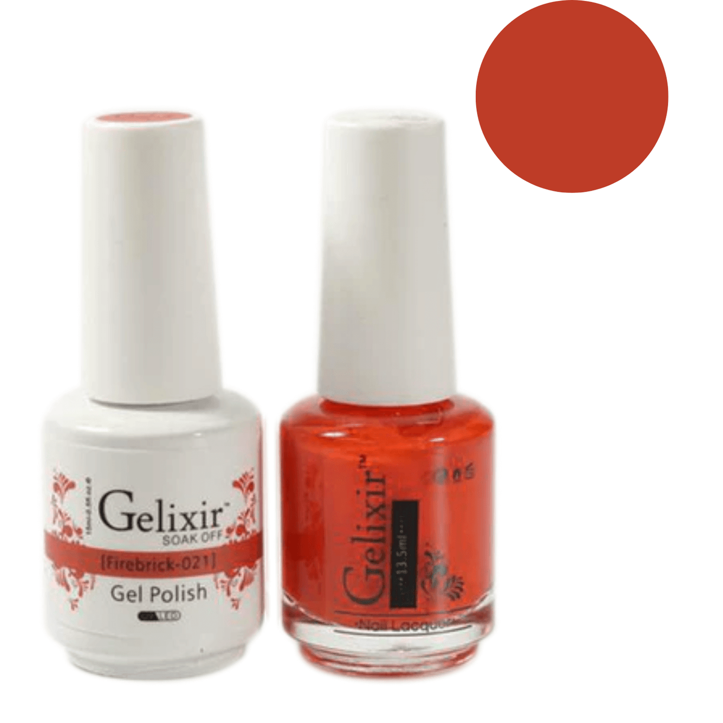 Gelixir Gel Polish & Nail Lacquer Duo - Firebrick 021 - Premier Nail Supply 