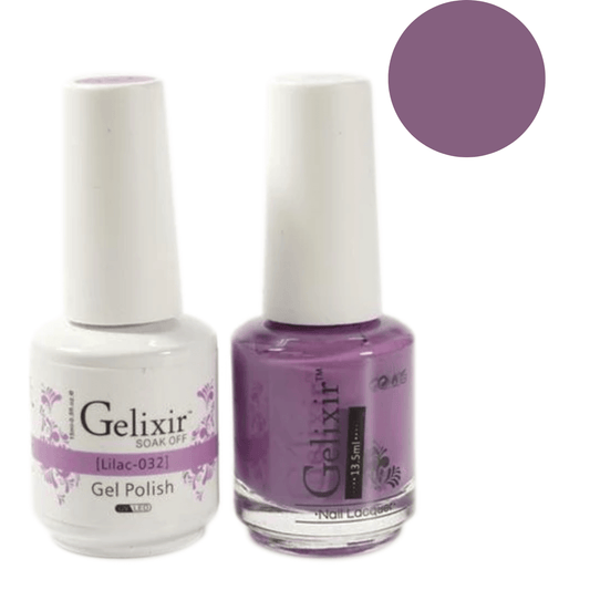 Gelixir Gel Polish & Nail Lacquer Duo - Lilac 032 - Premier Nail Supply 