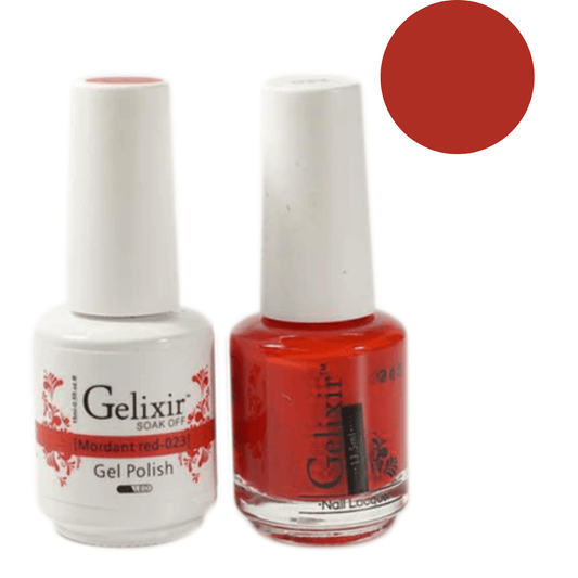 Gelixir Gel Polish & Nail Lacquer Duo - Mordant Red 023 - Premier Nail Supply 