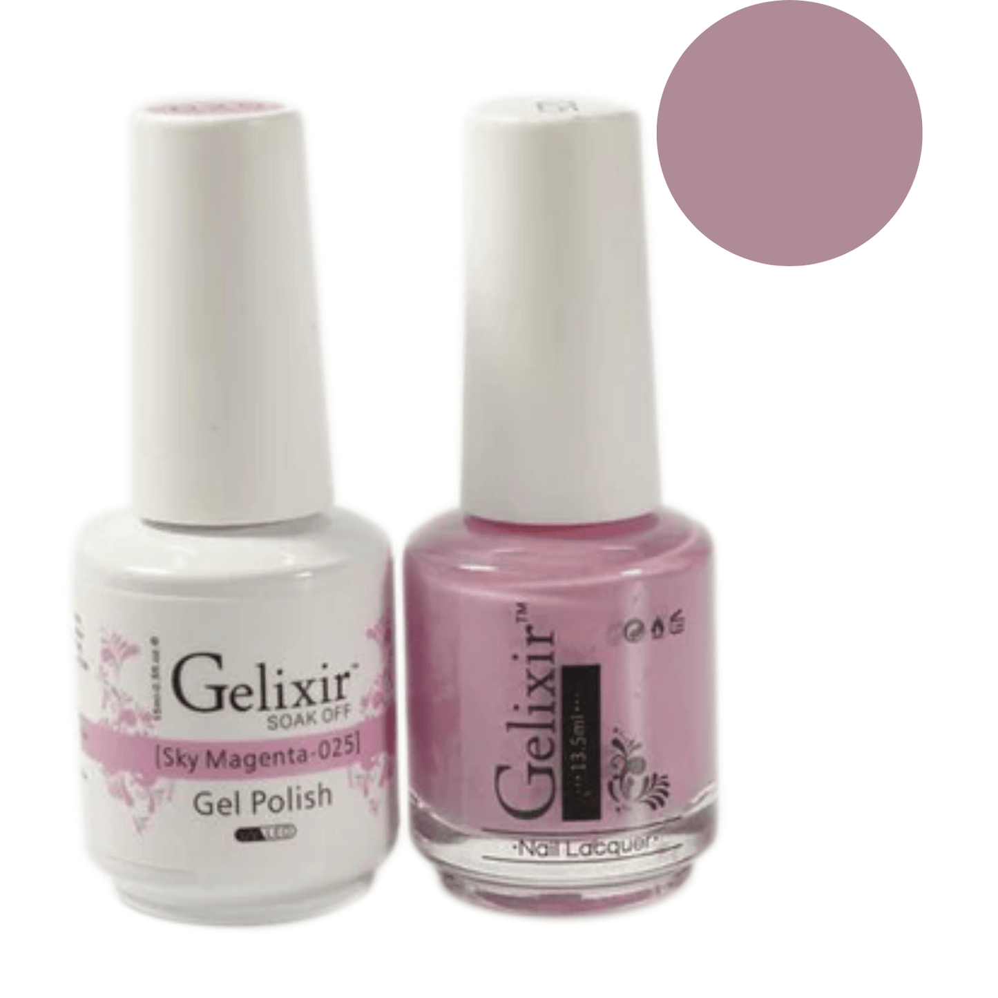 Gelixir Gel Polish & Nail Lacquer Duo - Sky Magenta 025 - Premier Nail Supply 