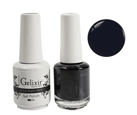 Gelixir Gel polish & Nail Lacquer Duo - Black Night 089 - Premier Nail Supply 