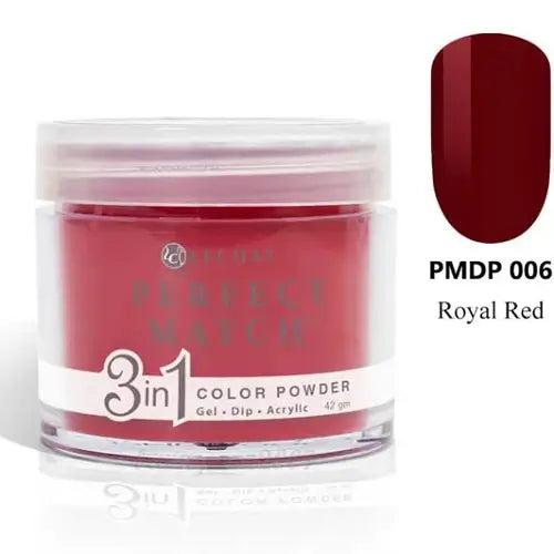 Lechat Perfect Match Dip Powder - Royal Red 1.48 oz - #PMDP006 - Premier Nail Supply 