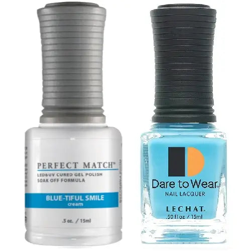 Lechat Perfect Match Gel Polish & Nail Lacquer - Blue - Tiful Smile 0.5 oz - #PMS258 - Premier Nail Supply 