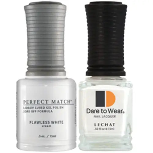 Lechat Perfect Match Gel Polish & Nail Lacquer - Flawless White 0.5 oz - #PMS007 - Premier Nail Supply 