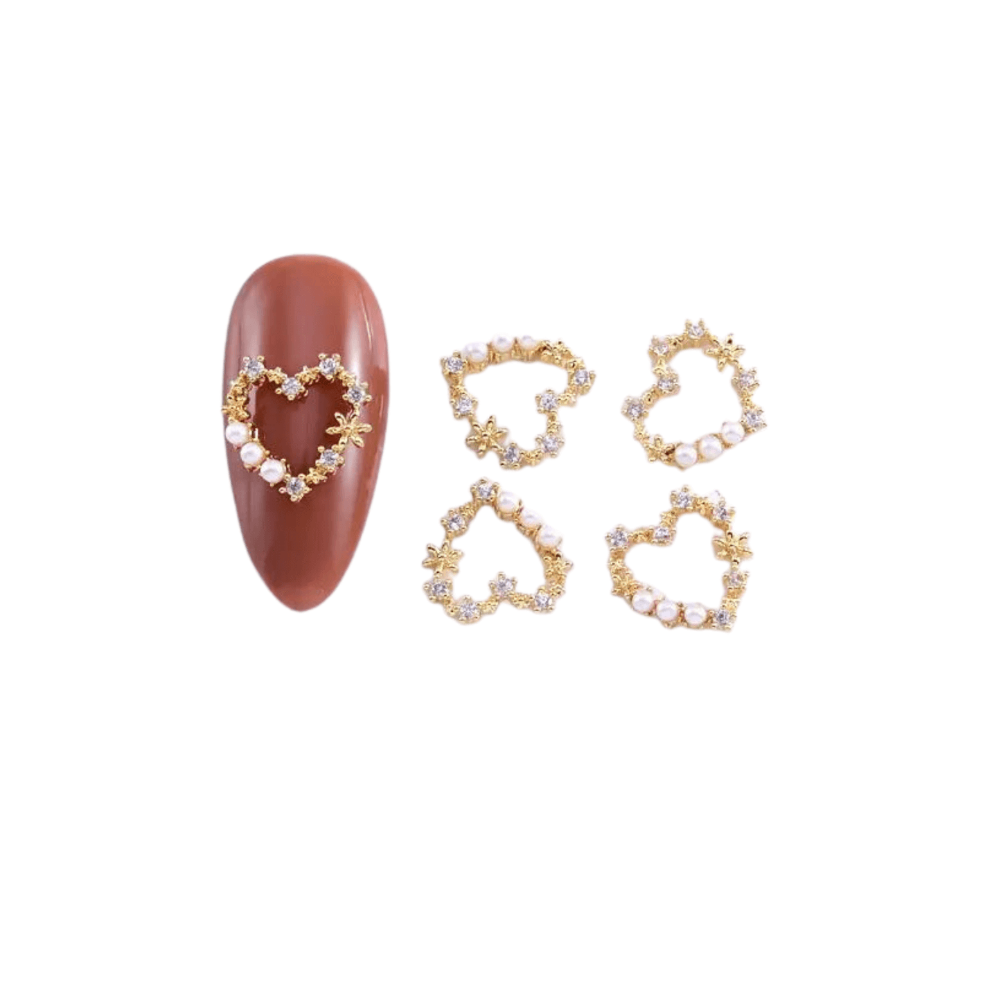 Nail Charm Diamond Heart Pearl 2 pcs/bag - Premier Nail Supply 