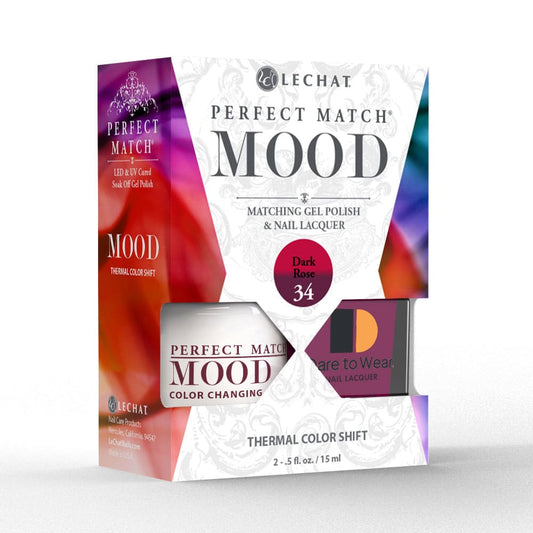 Lechat Perfect Match Mood Color Changing Gel Polish - Dark Rose 0.5 oz 0.5 oz - #PMMDS34 - Premier Nail Supply 