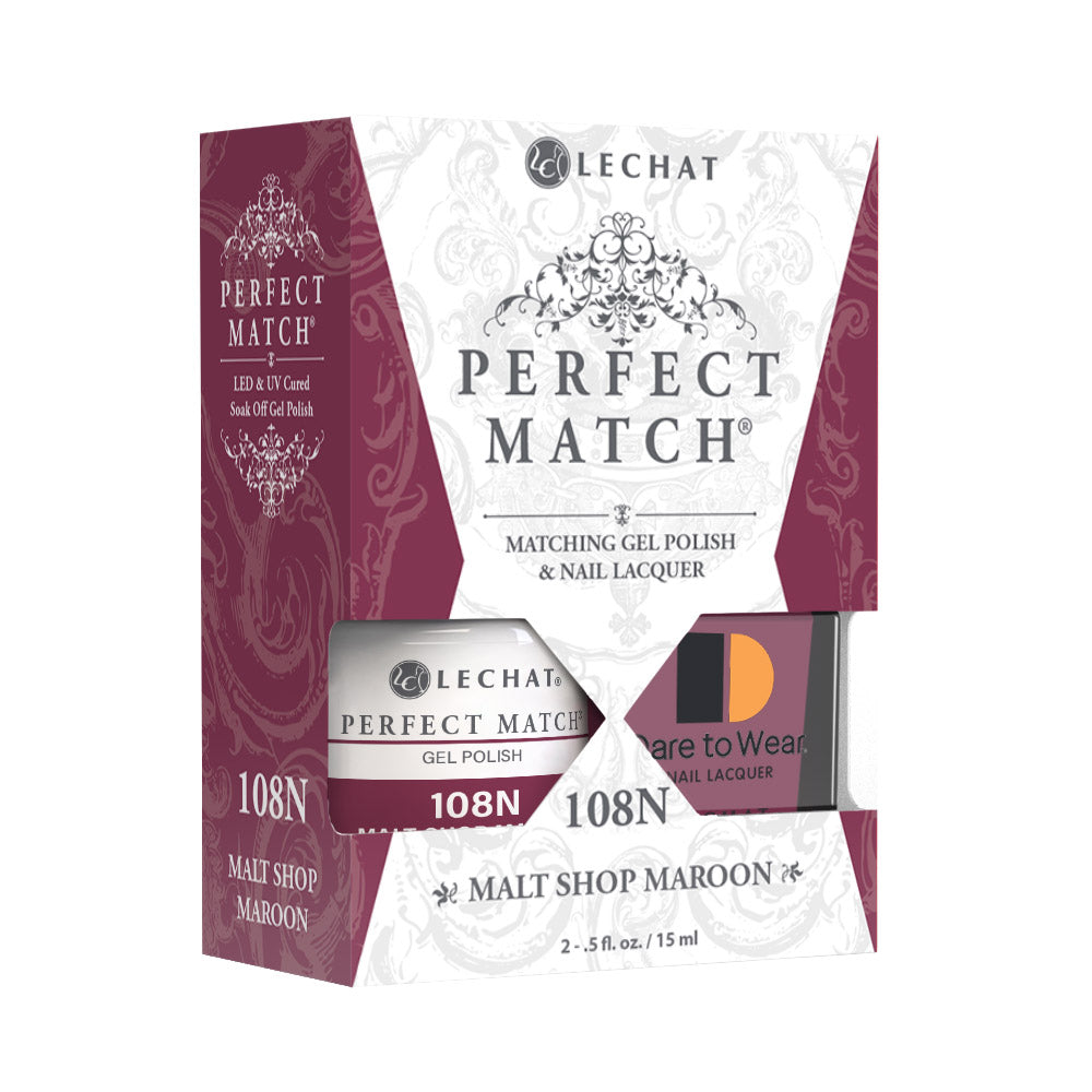 LeChat Perfect Match Gel Polish & Nail Lacquer - Malt Shop Marron 0.5 oz - #PMS108N