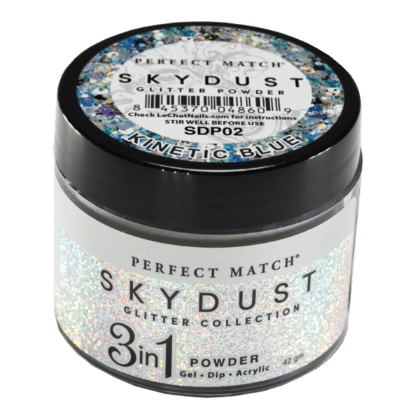 Perfect Match Glitter Powder Kinetic Blue 42 gram - #SDP02 - Premier Nail Supply 