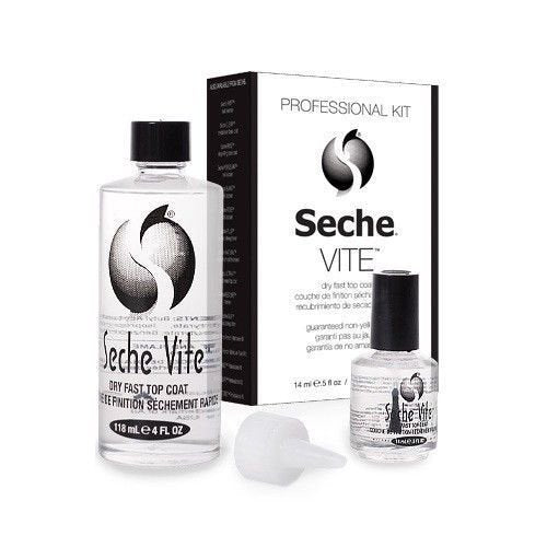 Seche Vite - Dry Fast Top Nail Coat Clear - 4 oz (Black) - Premier Nail Supply 