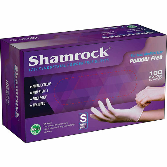 Shamrock - Latex Industrial Powder Free 100 Gloves - Premier Nail Supply 