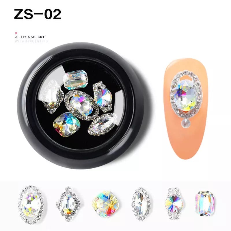 Alloy Luxury Nail Art Diamonds Crystal 6pcs Mix ZS-02 - Premier Nail Supply 