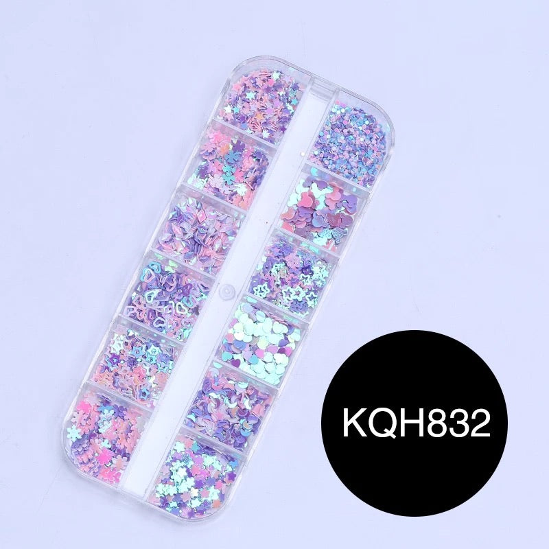 Mix Heart  N Moon Colors Sequin KQH832 - Premier Nail Supply 