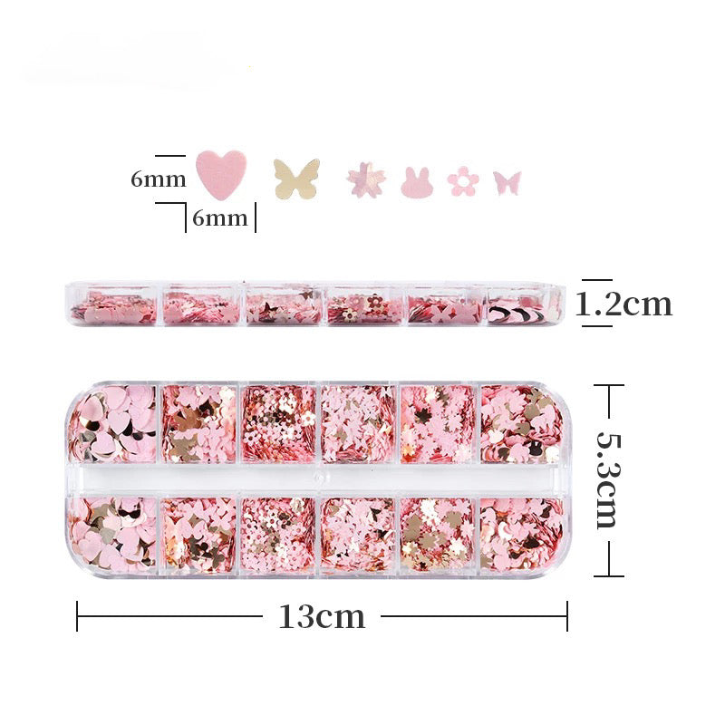 Pink Butterfly Gold Hearts Sequins #10518 - Premier Nail Supply 
