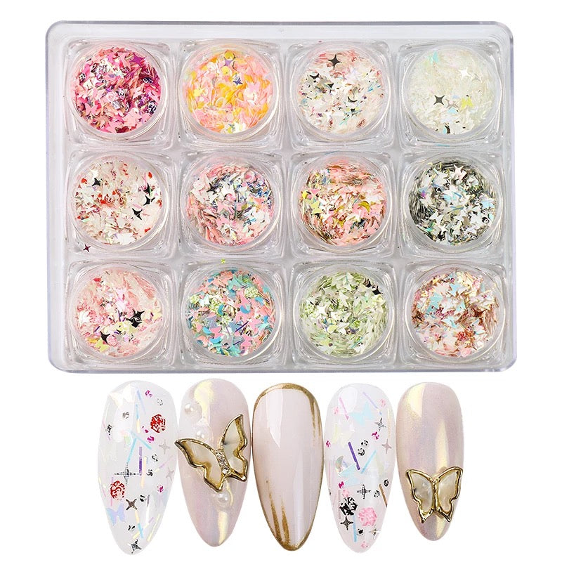 Decals Mix Butterflies 12 jars - #MB12 - Premier Nail Supply 