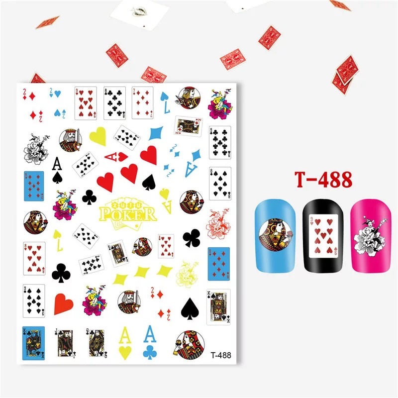 Playing Card Nail Art Sticker T488 - Premier Nail Supply 