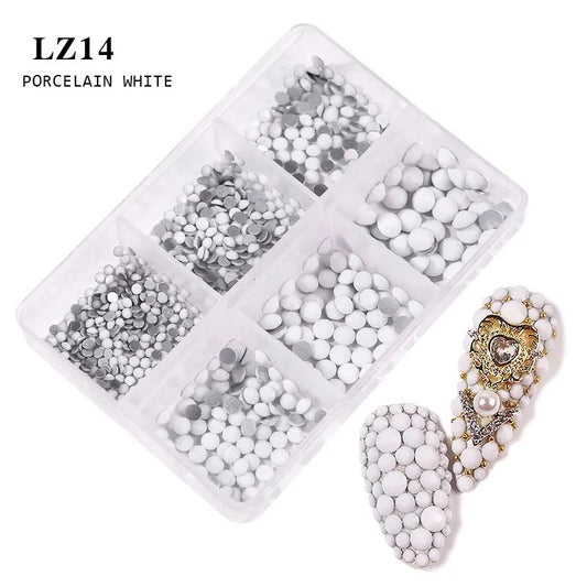 Crystal Porcelain White Rhinestone Mix Size Nail Art Decoration LZ14 - Premier Nail Supply 