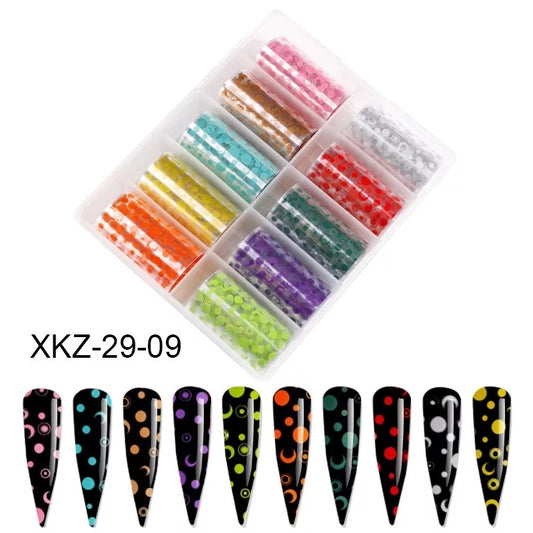 Colorful Half Moon Foils- XKZ29-09 - Premier Nail Supply 