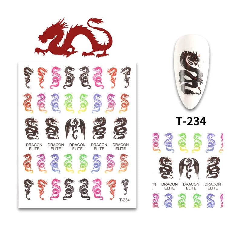 Colorful Dragon Nail Sticker- T234 - Premier Nail Supply 