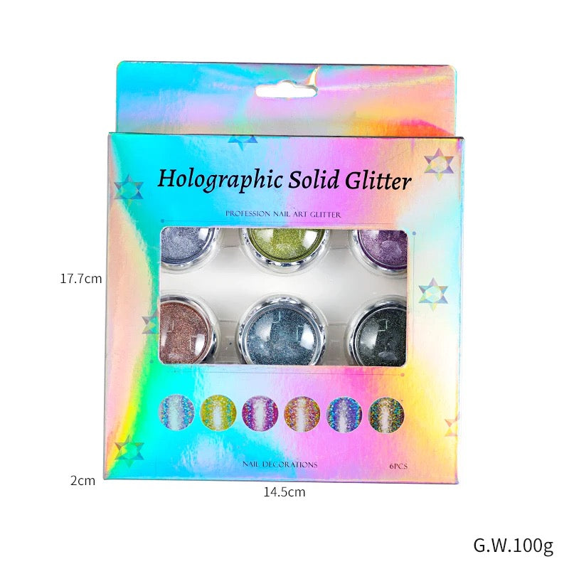 Holographic Solid Chrome Glitter #A -  6pcs - Premier Nail Supply 