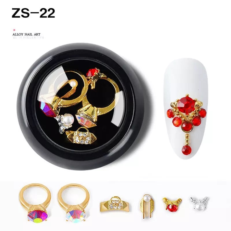 Alloy Luxury Nail Art Diamonds Crystal 6pcs Mix ZS-22 - Premier Nail Supply 
