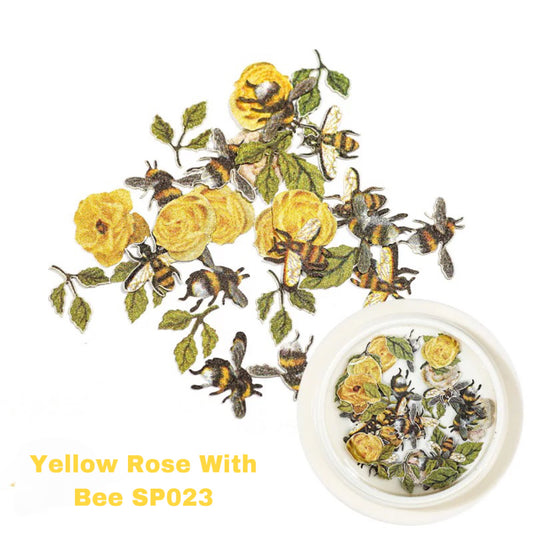 Yellow Rose With Bee SP023 - Premier Nail Supply 